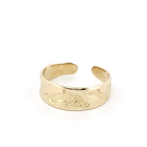 9ct Gold  Leaping Dolphins Carved Flat Toe Ring - JTR002
