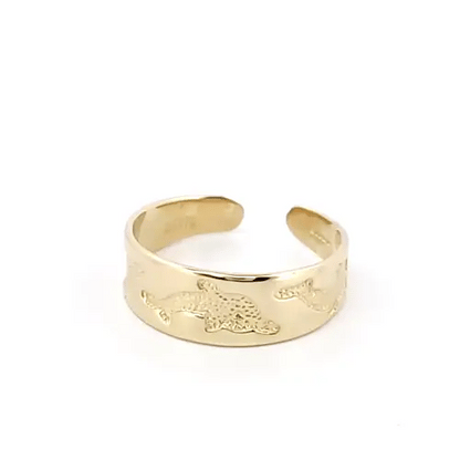 9ct Gold  Leaping Dolphins Carved Flat Toe Ring - JTR002