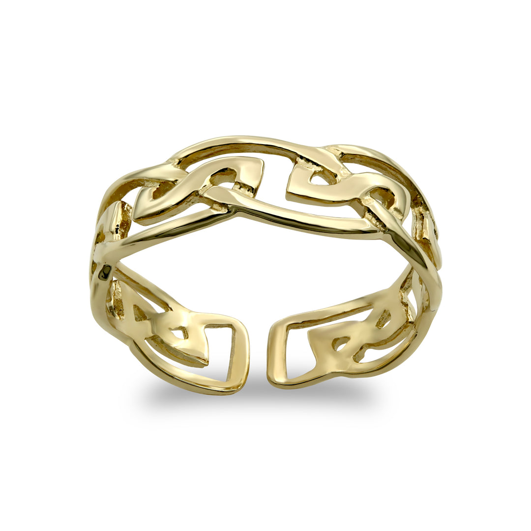 Ladies Solid 9ct Yellow Gold  Celtic Filigree Band Toe Ring - JTR007