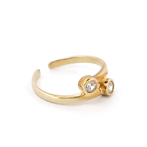 9ct Gold  CZ Crossover Duology Bypass Torque Toe Ring - JTR008