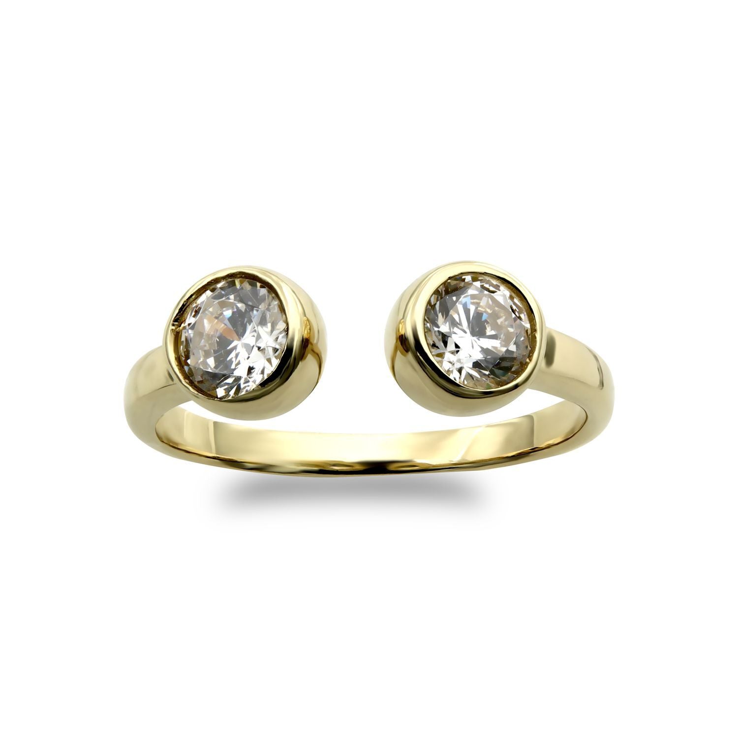 9ct Gold  CZ Bubble Bezel Duology Torque Toe Ring 5mm - JTR011
