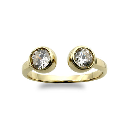 9ct Gold  CZ Bubble Bezel Duology Torque Toe Ring 5mm - JTR011