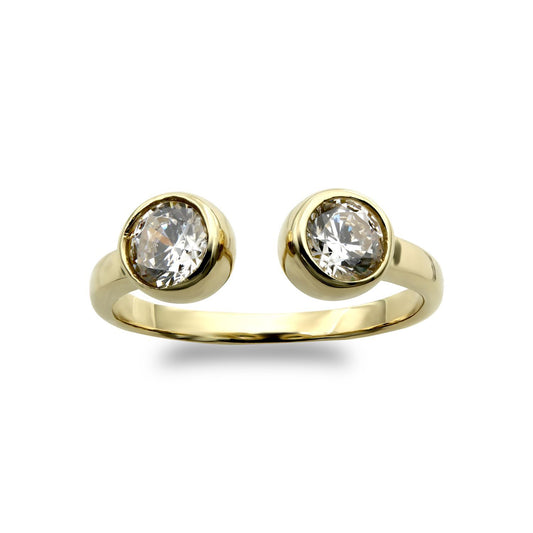9ct Gold  CZ Bubble Bezel Duology Torque Toe Ring 5mm - JTR011