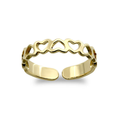 9ct Gold  Cut Out Love Hearts Inversion Pattern Toe Ring - JTR015