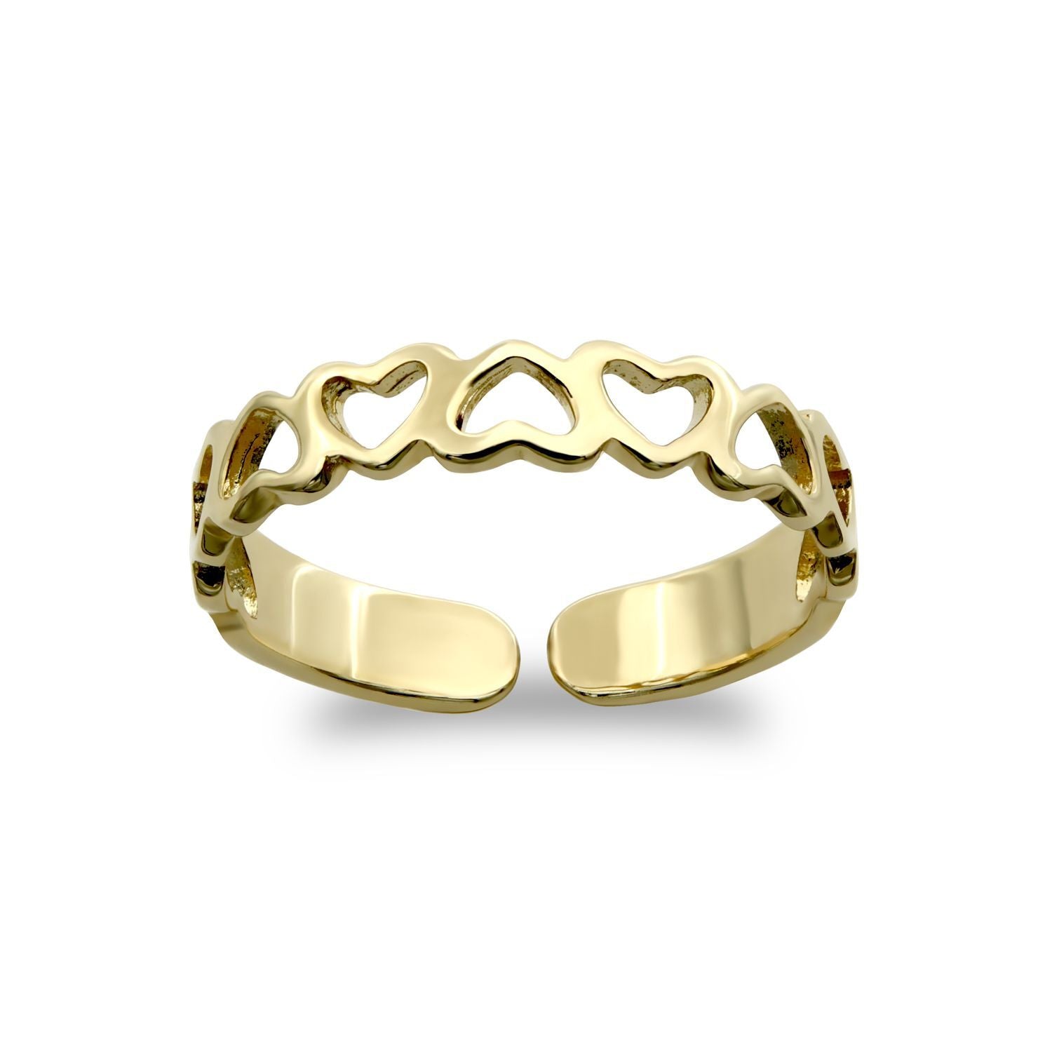 9ct Gold  Cut Out Love Hearts Inversion Pattern Toe Ring - JTR015