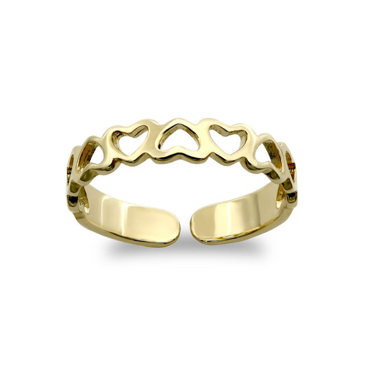 9ct Gold  Cut Out Love Hearts Inversion Pattern Toe Ring - JTR015
