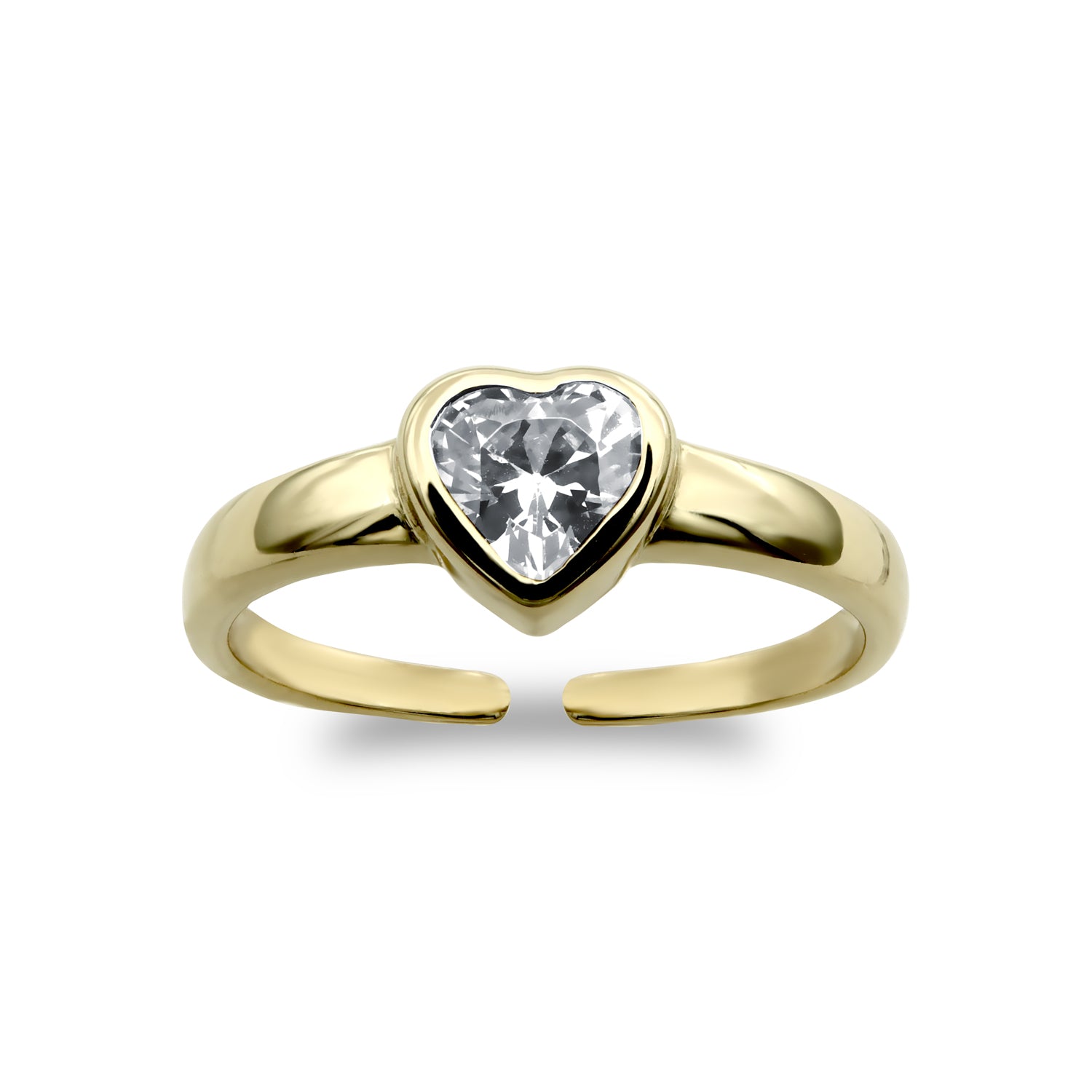 9ct Gold  CZ Solitaire Love Heart Toe Ring - JTR017