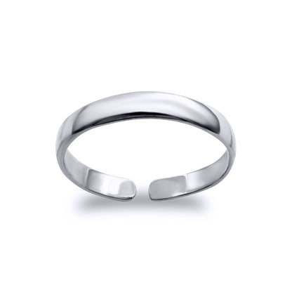 9ct White Gold  Elegant Minimalist D-Shape Band Toe Ring 2.5mm - JTR019