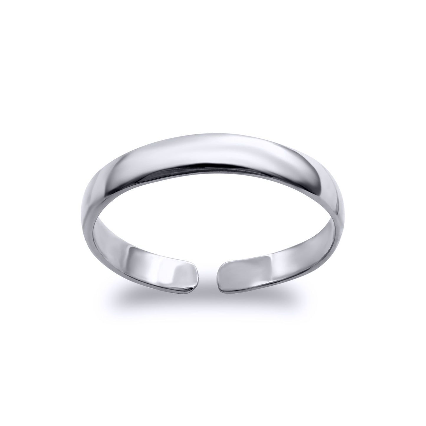 9ct White Gold  Elegant Minimalist D-Shape Band Toe Ring 2.5mm - JTR019