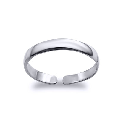 9ct White Gold  Elegant Minimalist D-Shape Band Toe Ring 2.5mm - JTR019