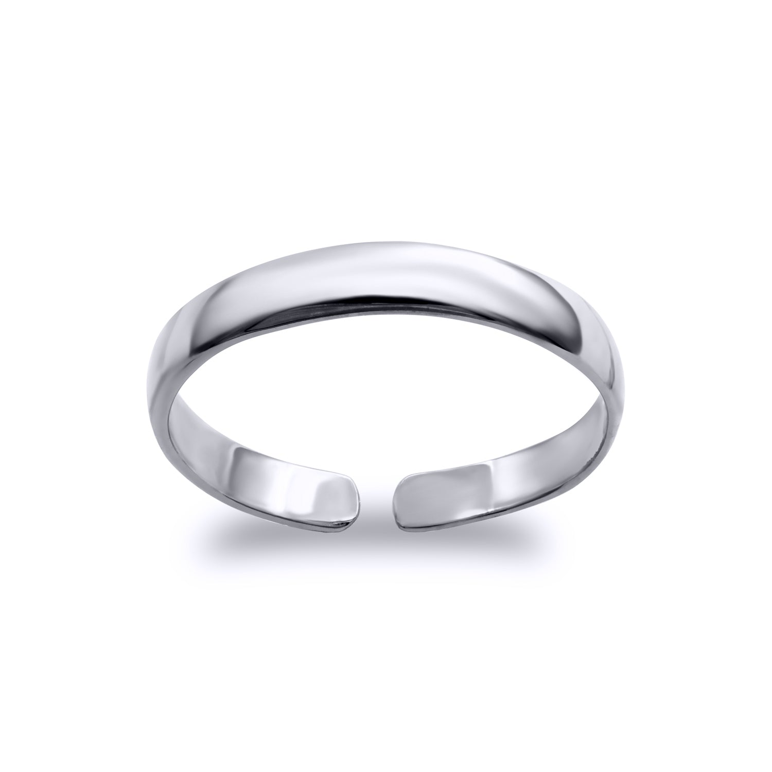 Ladies Solid 9ct White Gold  D-Shape Band Toe Ring 2.5mm - JTR019