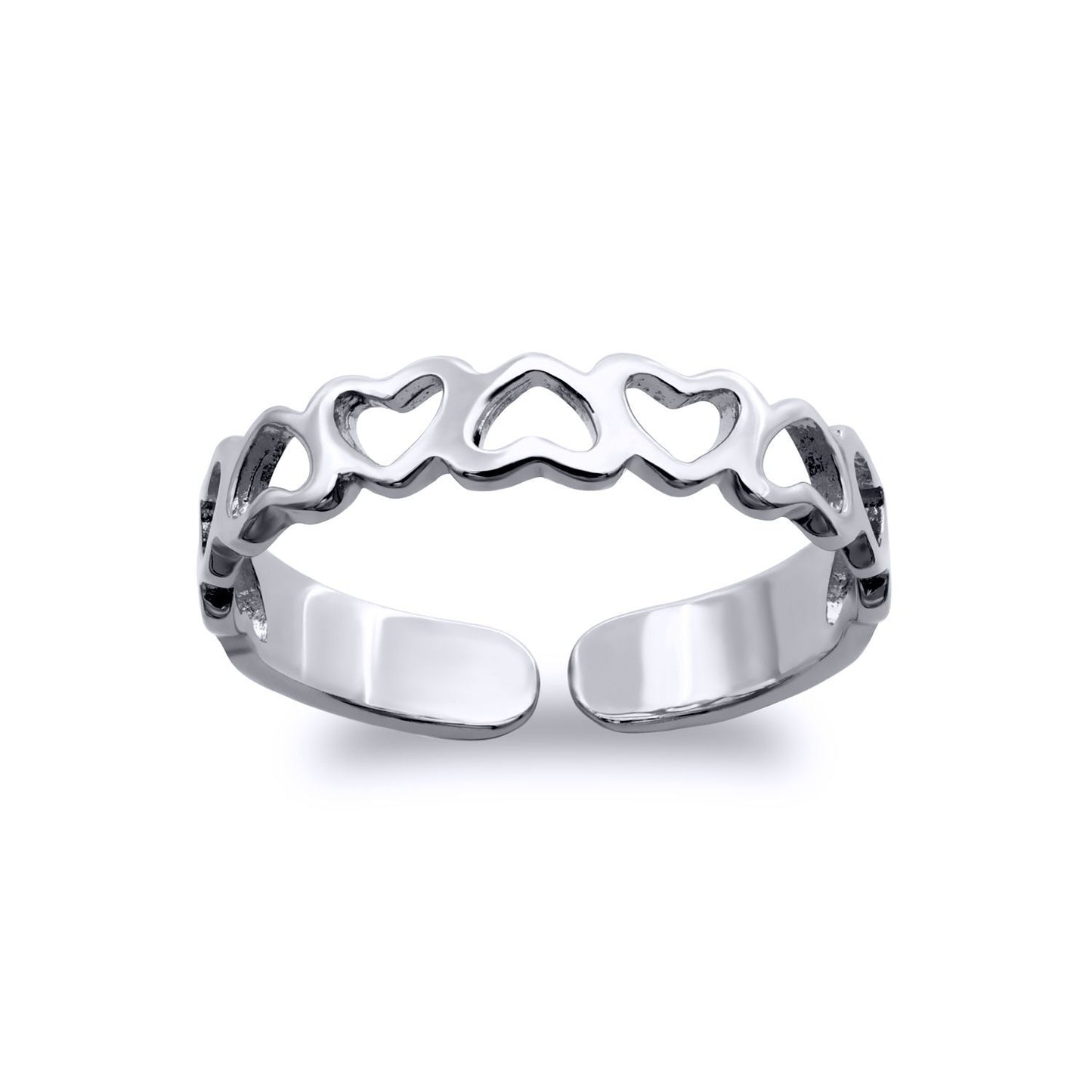 9ct White Gold  Cut Out Love Hearts Inversion Pattern Toe Ring - JTR020