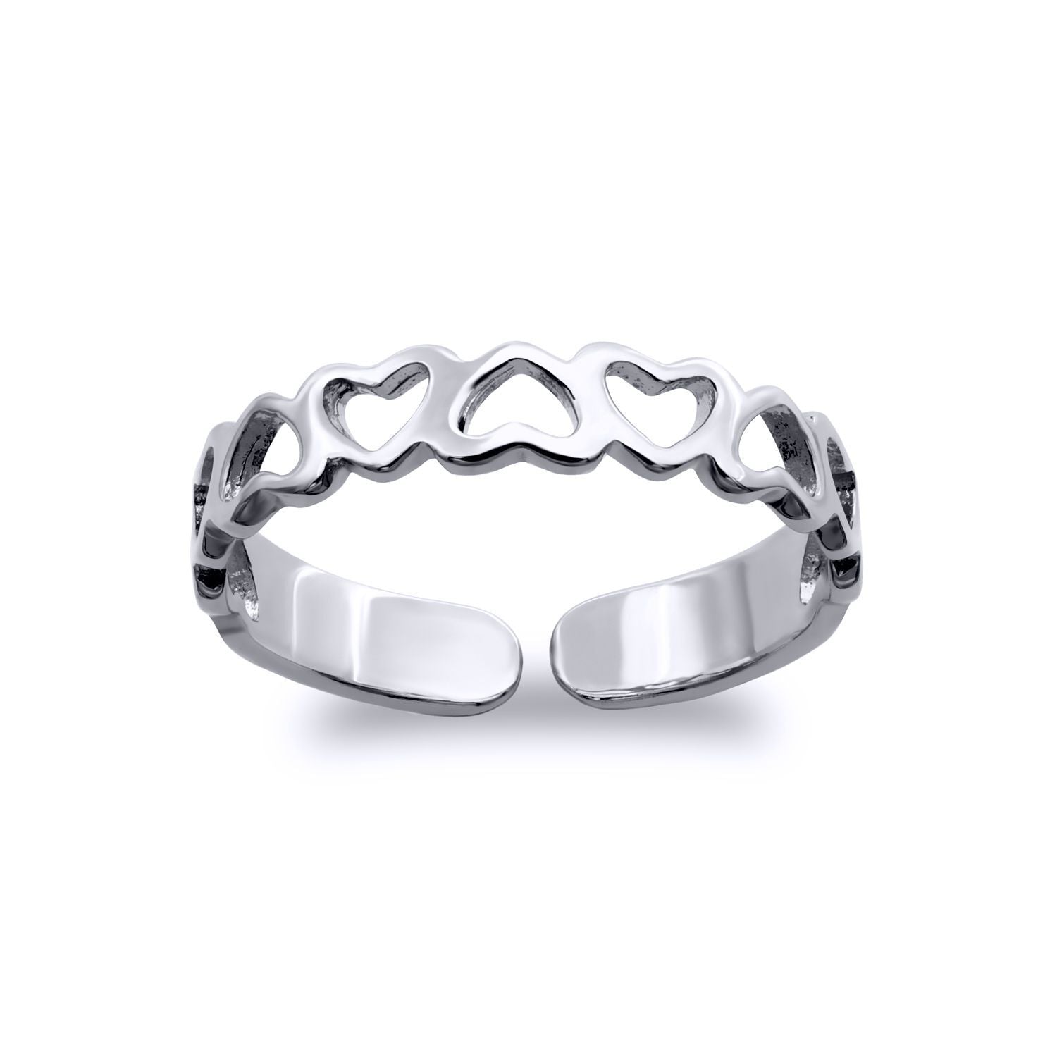 9ct White Gold  Cut Out Love Hearts Inversion Pattern Toe Ring - JTR020