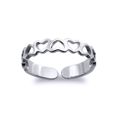 9ct White Gold  Cut Out Love Hearts Inversion Pattern Toe Ring - JTR020