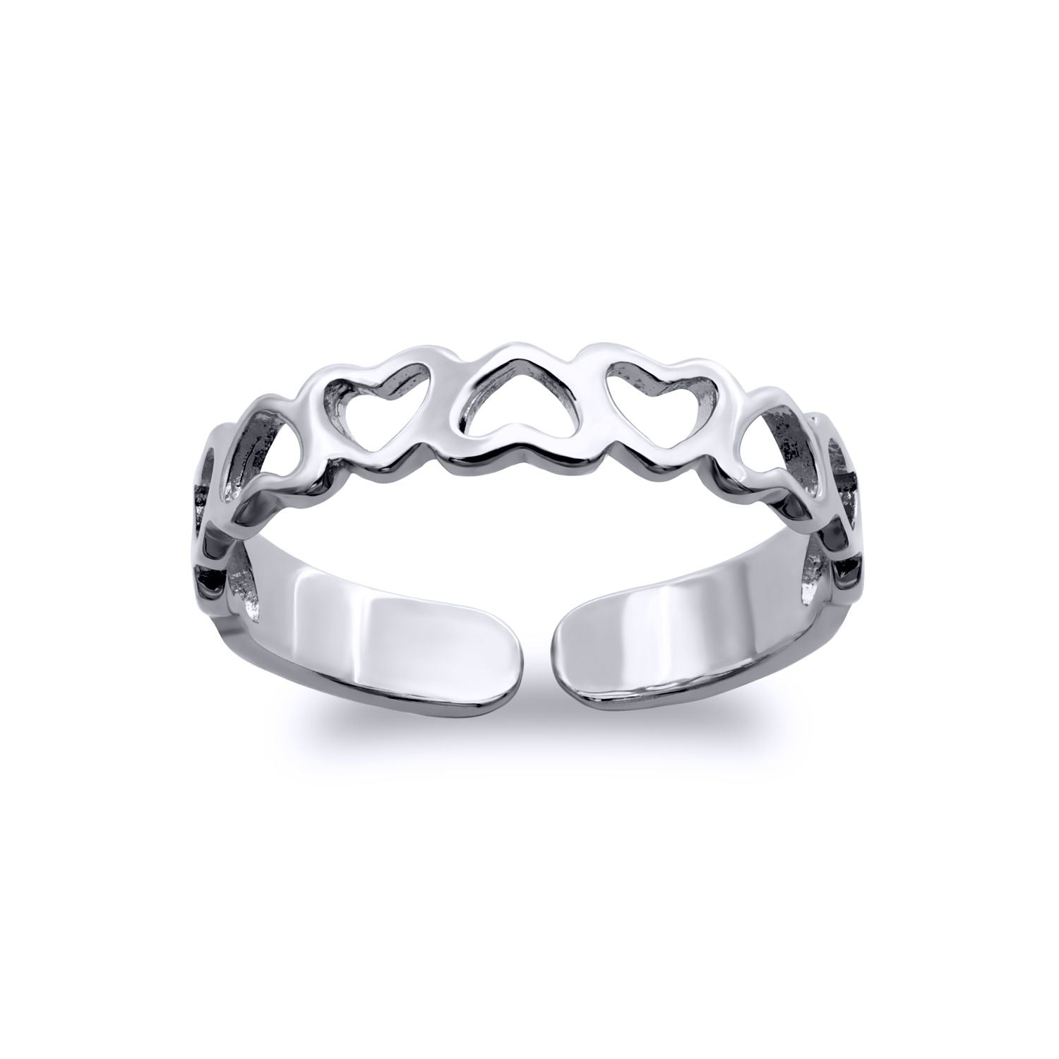9ct White Gold  Cut Out Love Hearts Inversion Pattern Toe Ring - JTR020