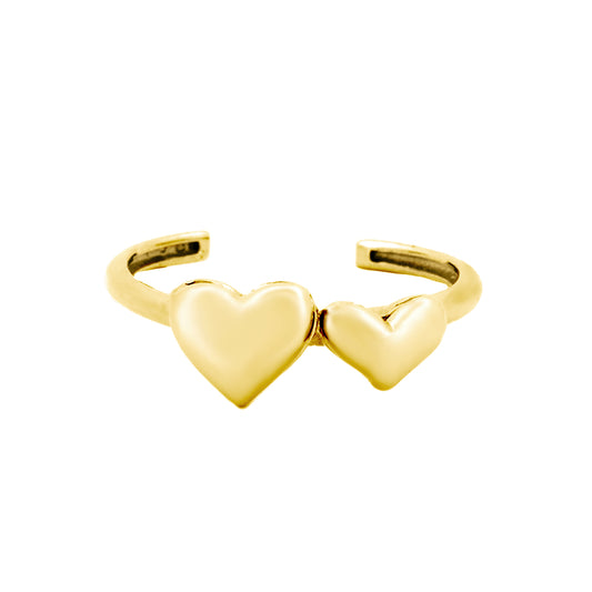 Ladies Solid 9ct Yellow Gold Love Hearts Toe Ring - JTR022