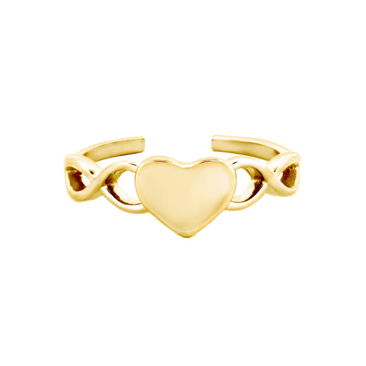 Ladies Solid 9ct Yellow Gold Love Hearts Toe Ring - JTR024