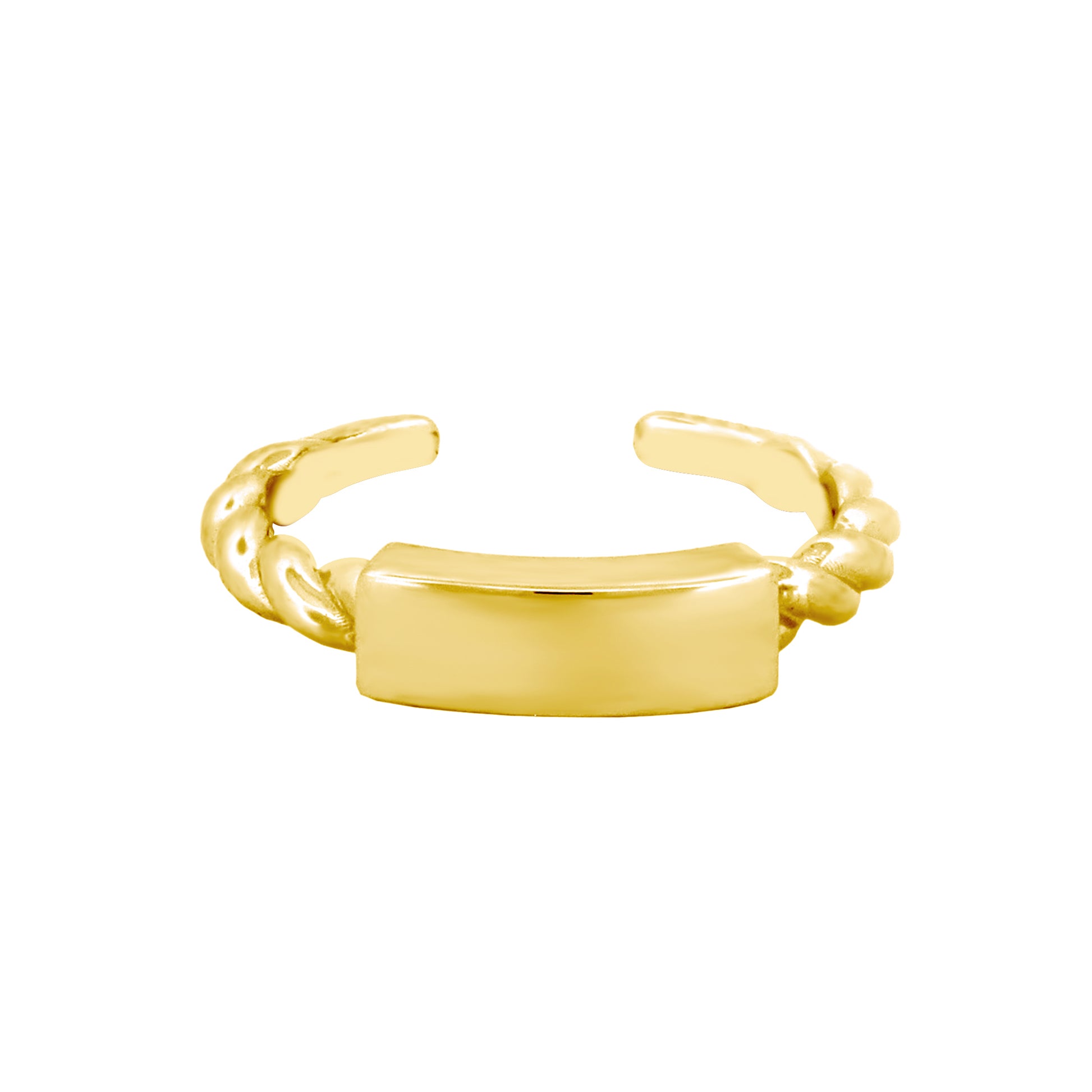 Ladies Solid 9ct Yellow Gold Twisted ID Plate Toe Ring - JTR027