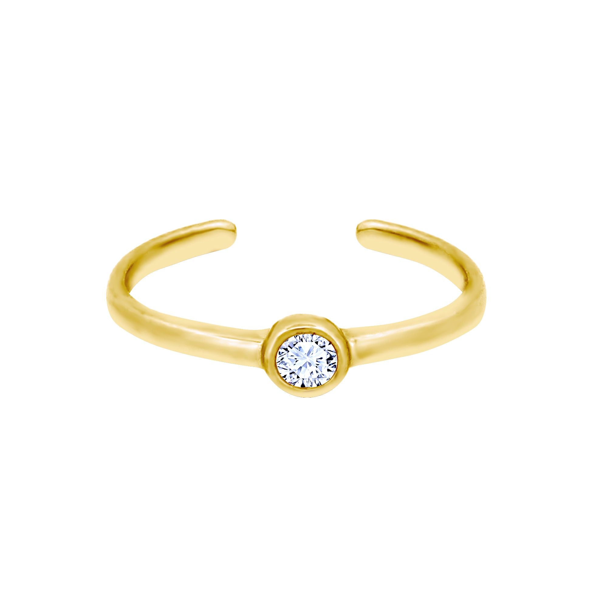 9ct Gold  CZ Bubble Donut Solitaire Toe Ring - JTR028