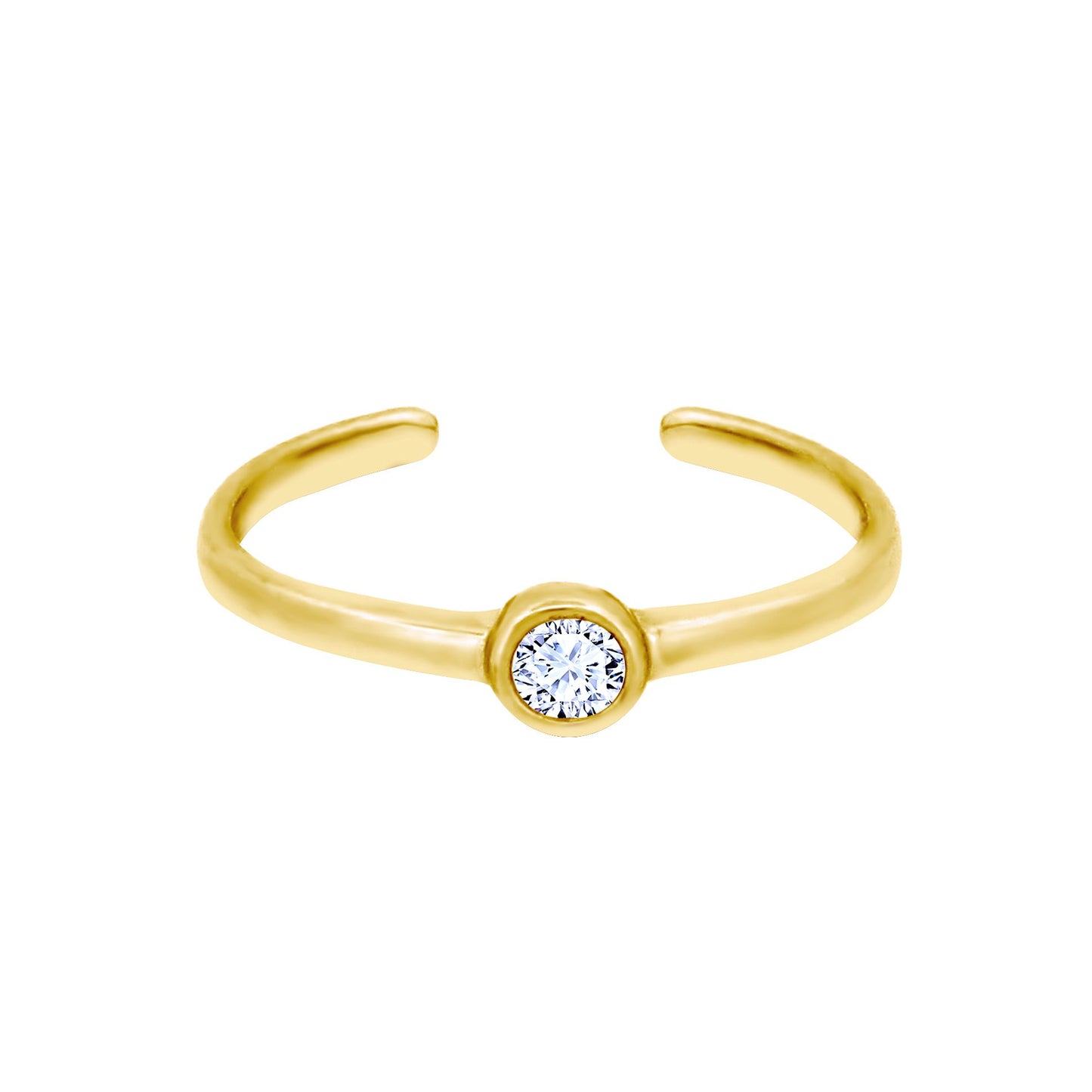 9ct Gold  CZ Bubble Donut Solitaire Toe Ring - JTR028