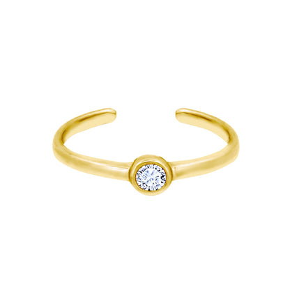 9ct Gold  CZ Bubble Donut Solitaire Toe Ring - JTR028