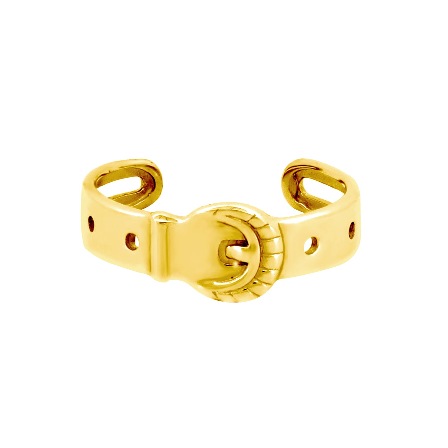 Ladies Solid 9ct Yellow Gold Carved Belt Buckle Toe Ring - JTR029