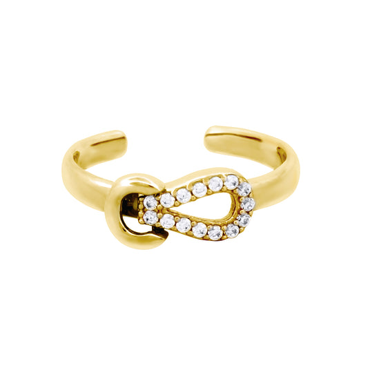 Ladies Solid 9ct Yellow Gold Cubic Zirconia Stylish Toe Ring - JTR030