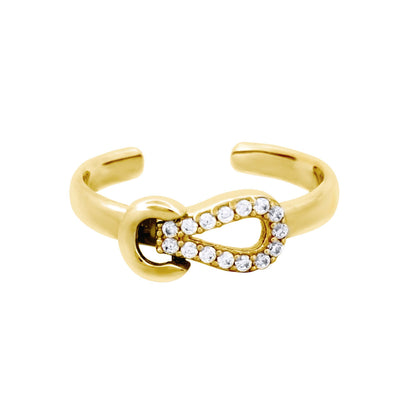 9ct Gold  CZ Rope Stirrup Hook Loop Toe Ring - JTR030