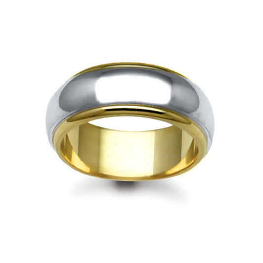 18ct Yellow & White Gold  8mm D-Shape Wedding Ring - JWR105-18-8