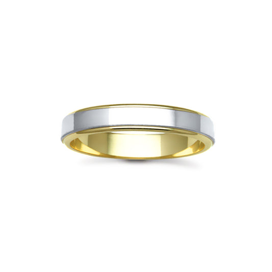 18ct Yellow & White Gold  4mm 2-Piece Flat Wedding Ring - JWR106-18-4