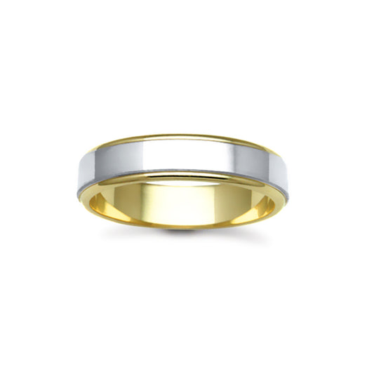18ct Yellow & White Gold  5mm 2-Piece Flat Wedding Ring - JWR106-18-5