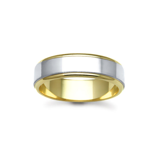 18ct Yellow & White Gold  6mm 2-Piece Flat Wedding Ring - JWR106-18-6