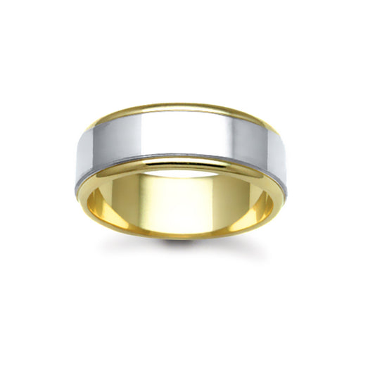 18ct Yellow & White Gold  7mm 2-Piece Flat Wedding Ring - JWR106-18-7