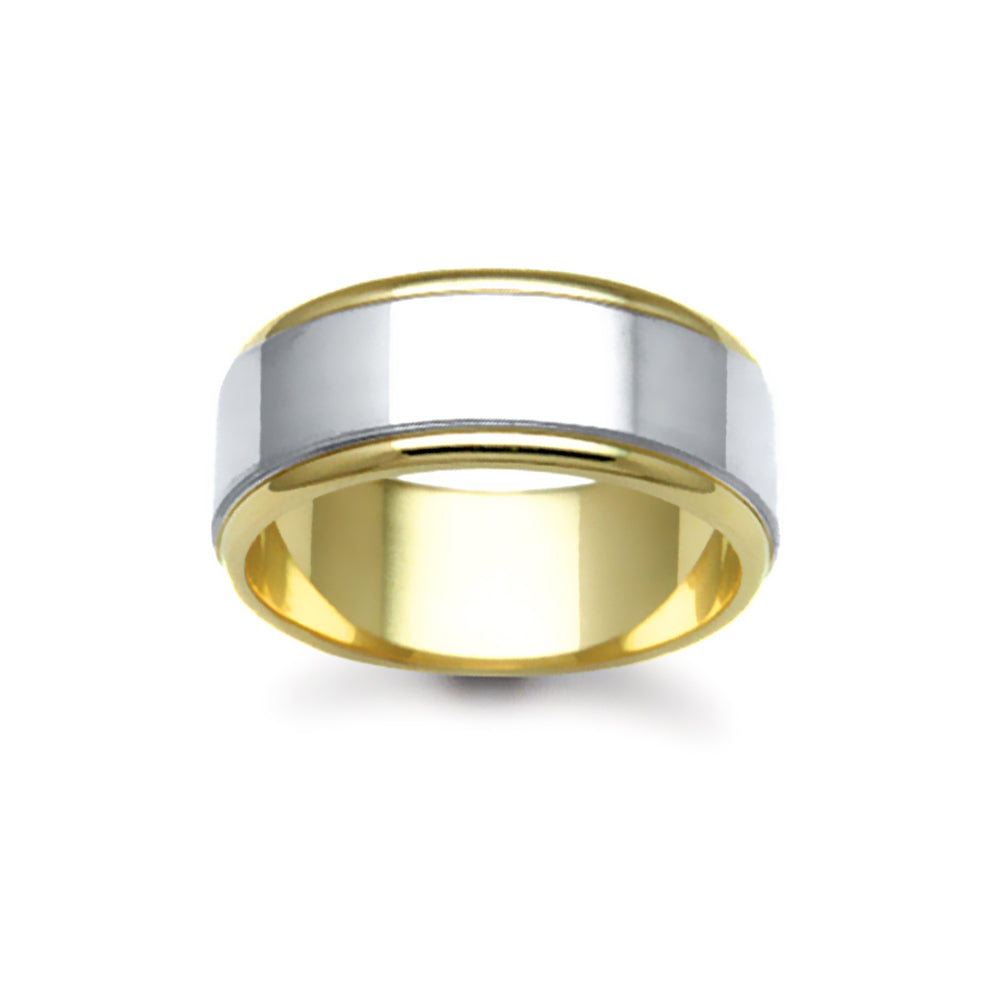 9ct Yellow & White Gold  8mm 2-Piece Flat Wedding Ring - JWR106-9-8