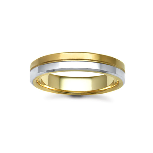 18ct Yellow & White Gold  5mm Flat Court Wedding Ring - JWR116-18-5