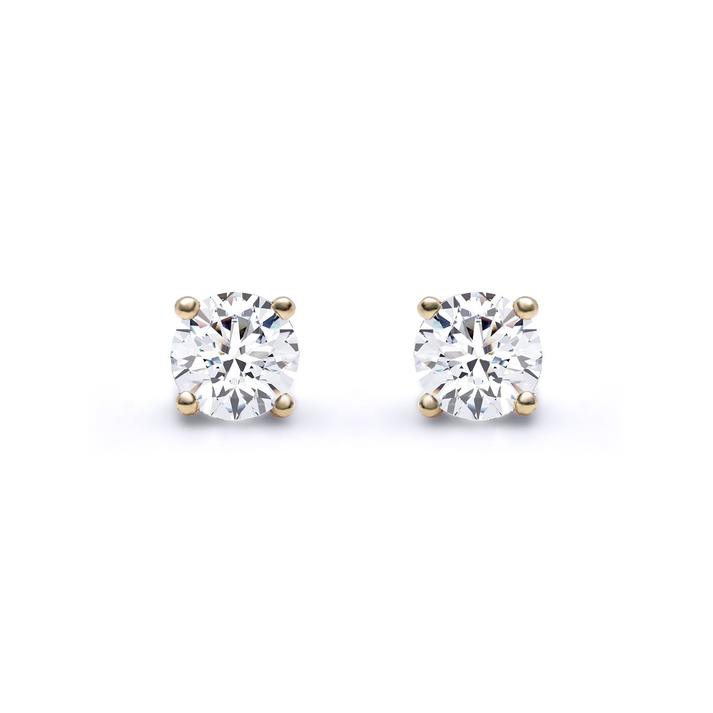 18ct Gold  D/VS Lab Created Diamond Solitaire Stud Earrings 0.50ct - LAB18E001-050