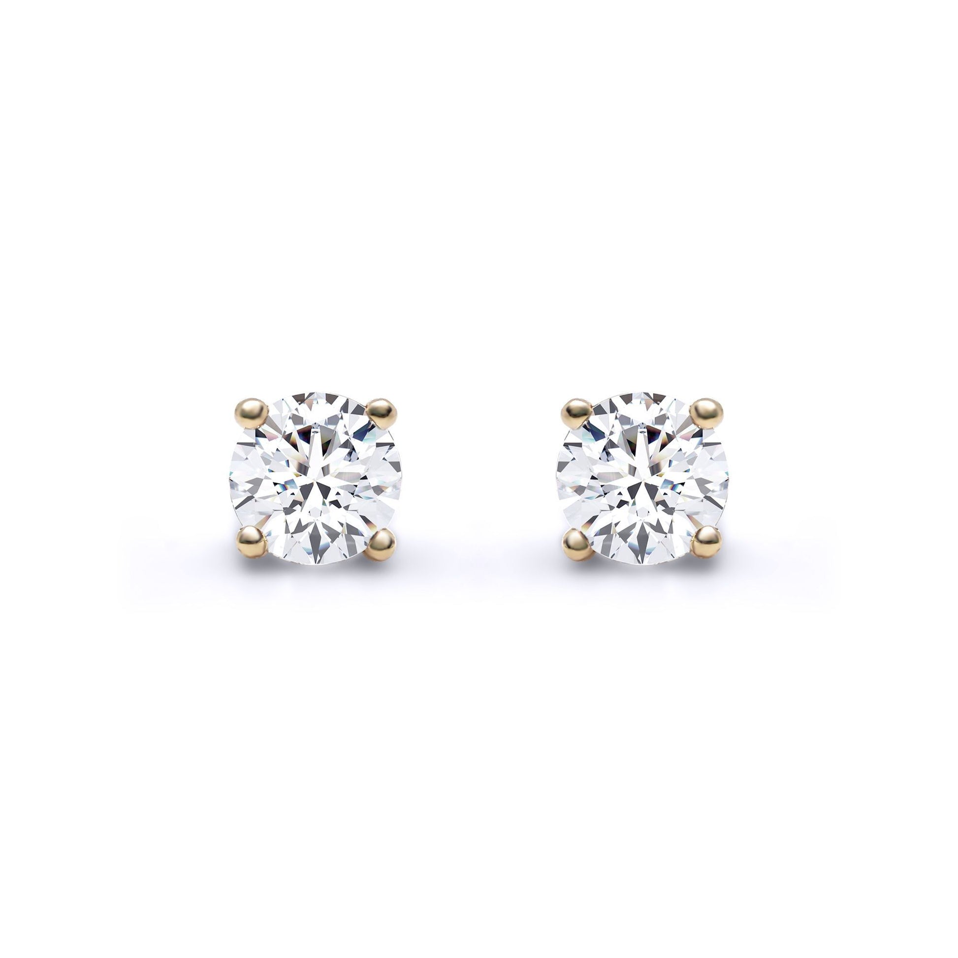 18ct Gold  D/VS Lab Created Diamond Solitaire Stud Earrings 0.50ct - LAB18E001-050