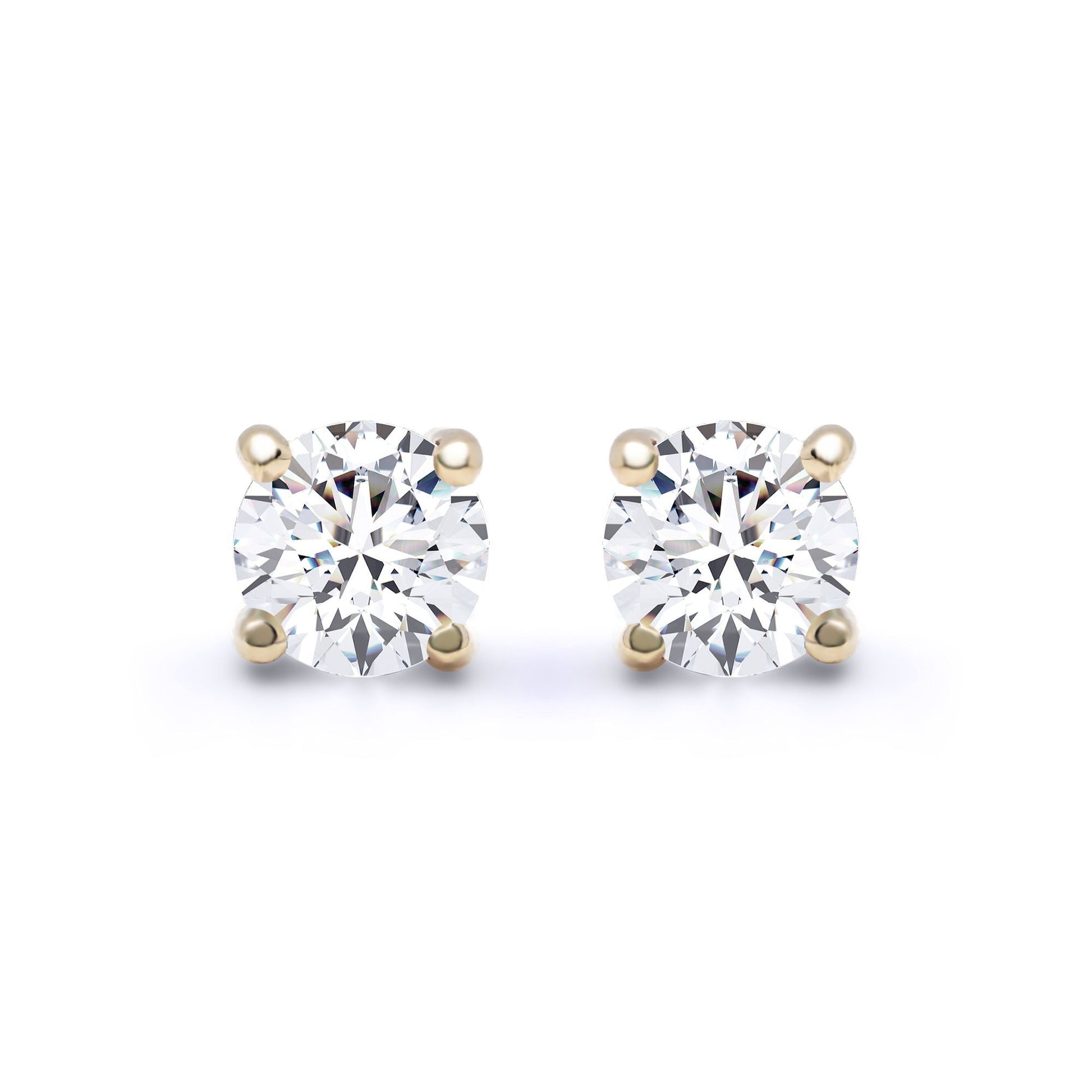 18ct Gold  D/VS Lab Created Diamond Solitaire Stud Earrings 1.00ct - LAB18E001-100