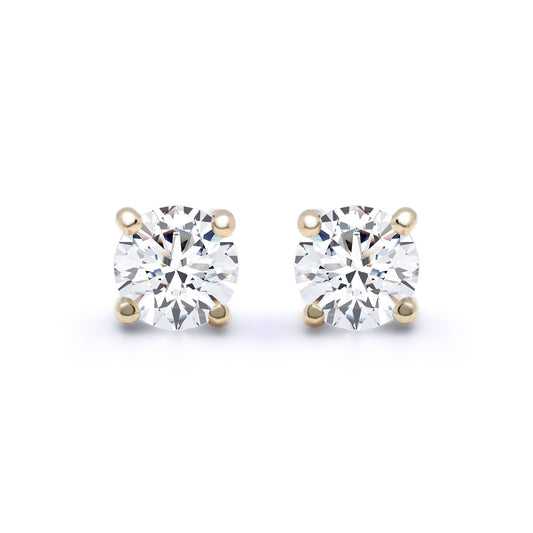 18ct Gold  D/VS Lab Created Diamond Solitaire Stud Earrings 1.00ct - LAB18E001-100
