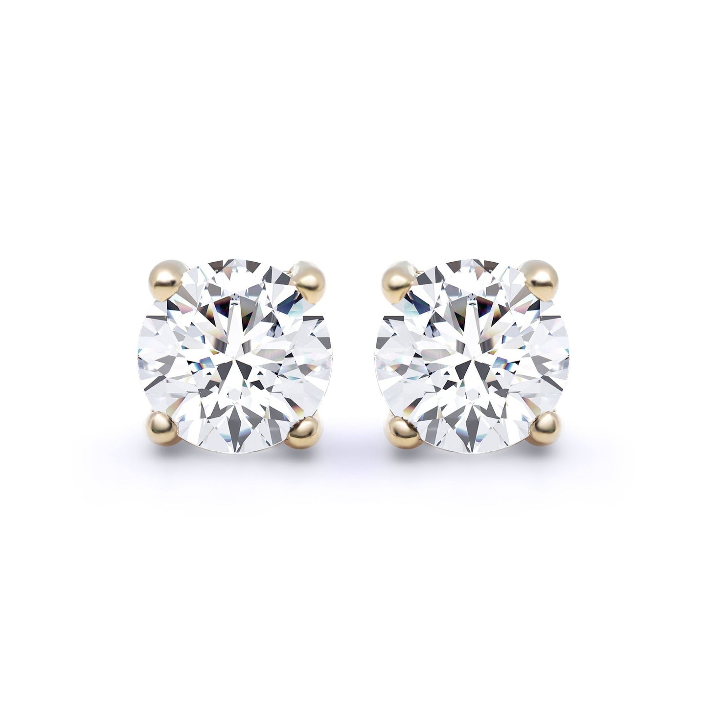 18ct Gold  D/VS Lab Created Diamond Solitaire Stud Earrings 2.00ct - LAB18E001-200