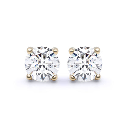 18ct Gold  D/VS Lab Created Diamond Solitaire Stud Earrings 2.00ct - LAB18E001-200