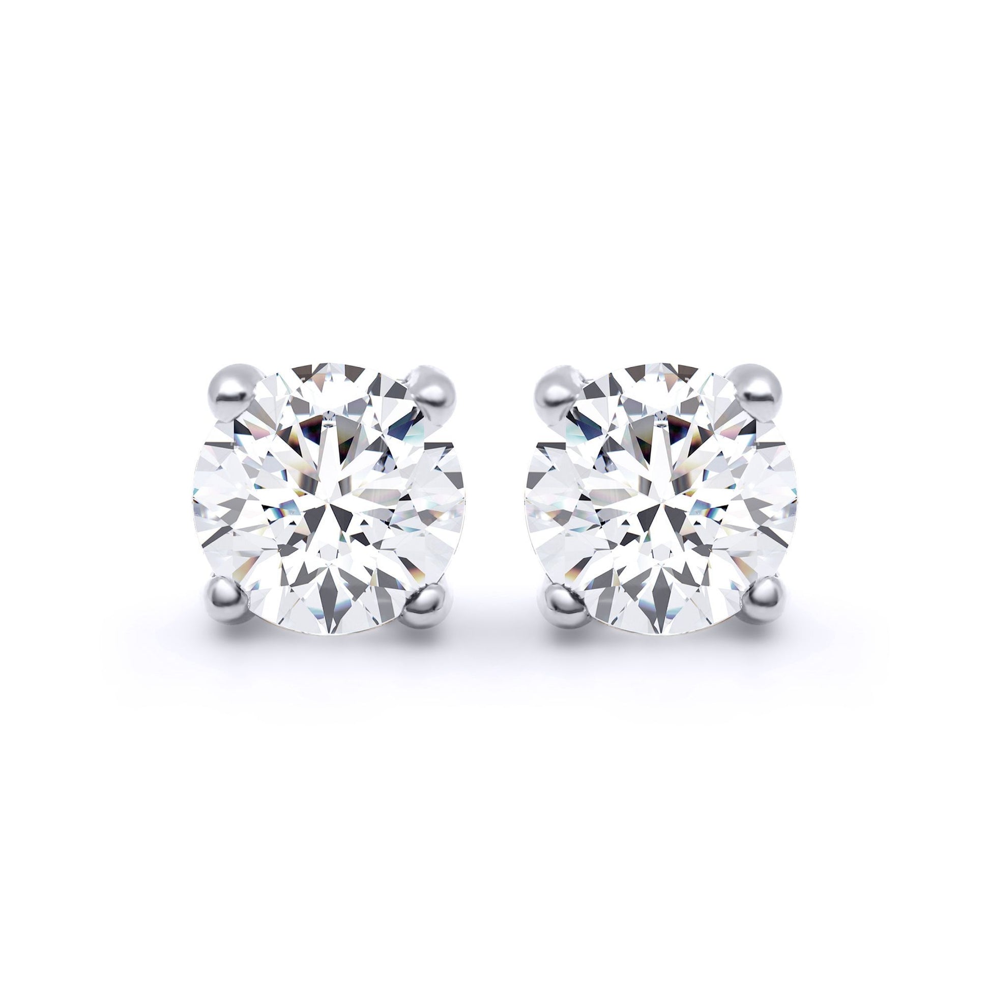 18ct White Gold  D/VS Lab Created Diamond Stud Earrings 2.00ct - LAB18E005-200