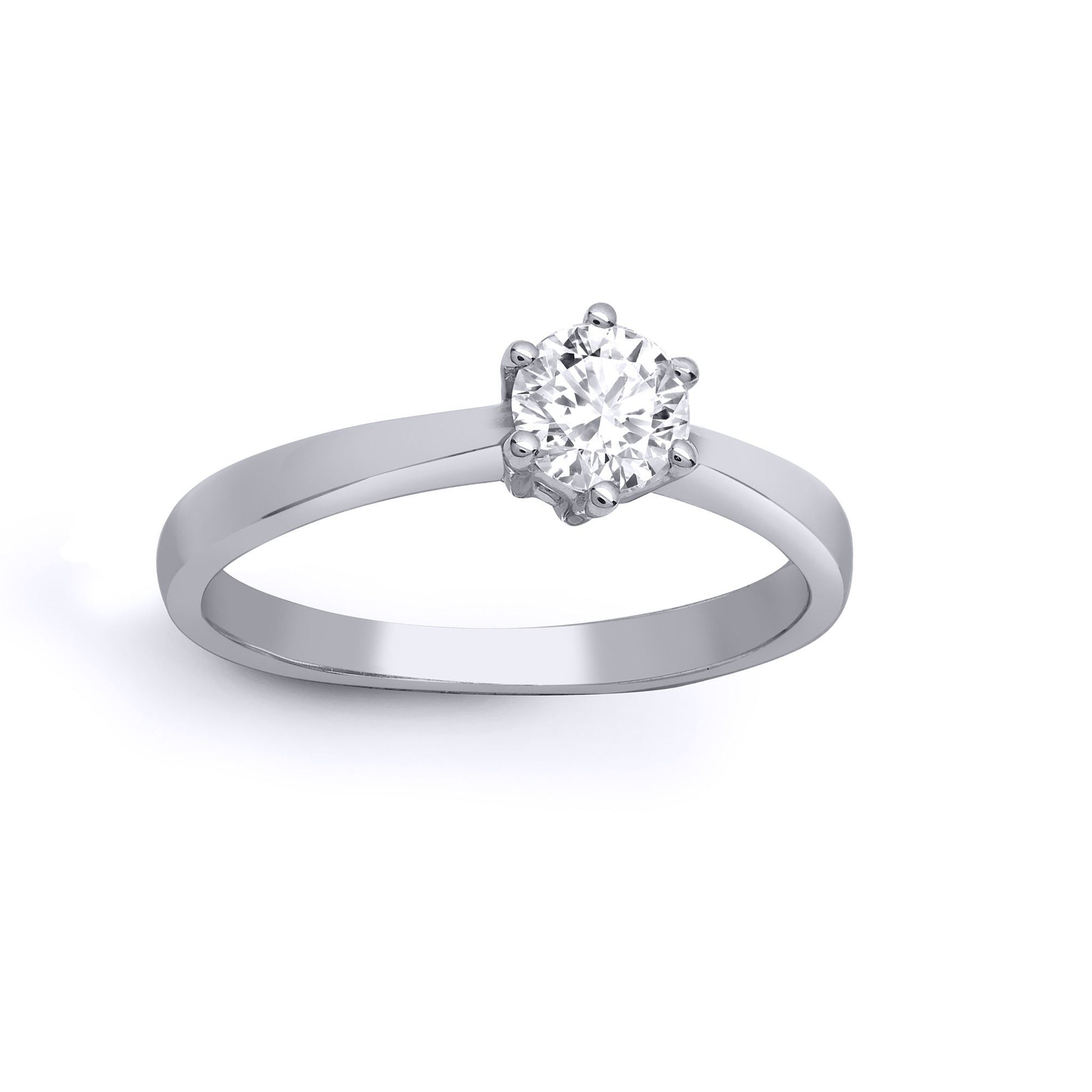 18ct White Gold  0.5ct D/VS Lab Grown Diamond Solitaire Ring 6mm - LAB18R311-050