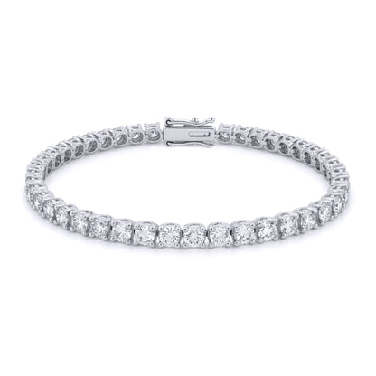 9ct White Gold  8ct Certified Lab Grown Diamond Tennis Bracelet - LAB9B019-800