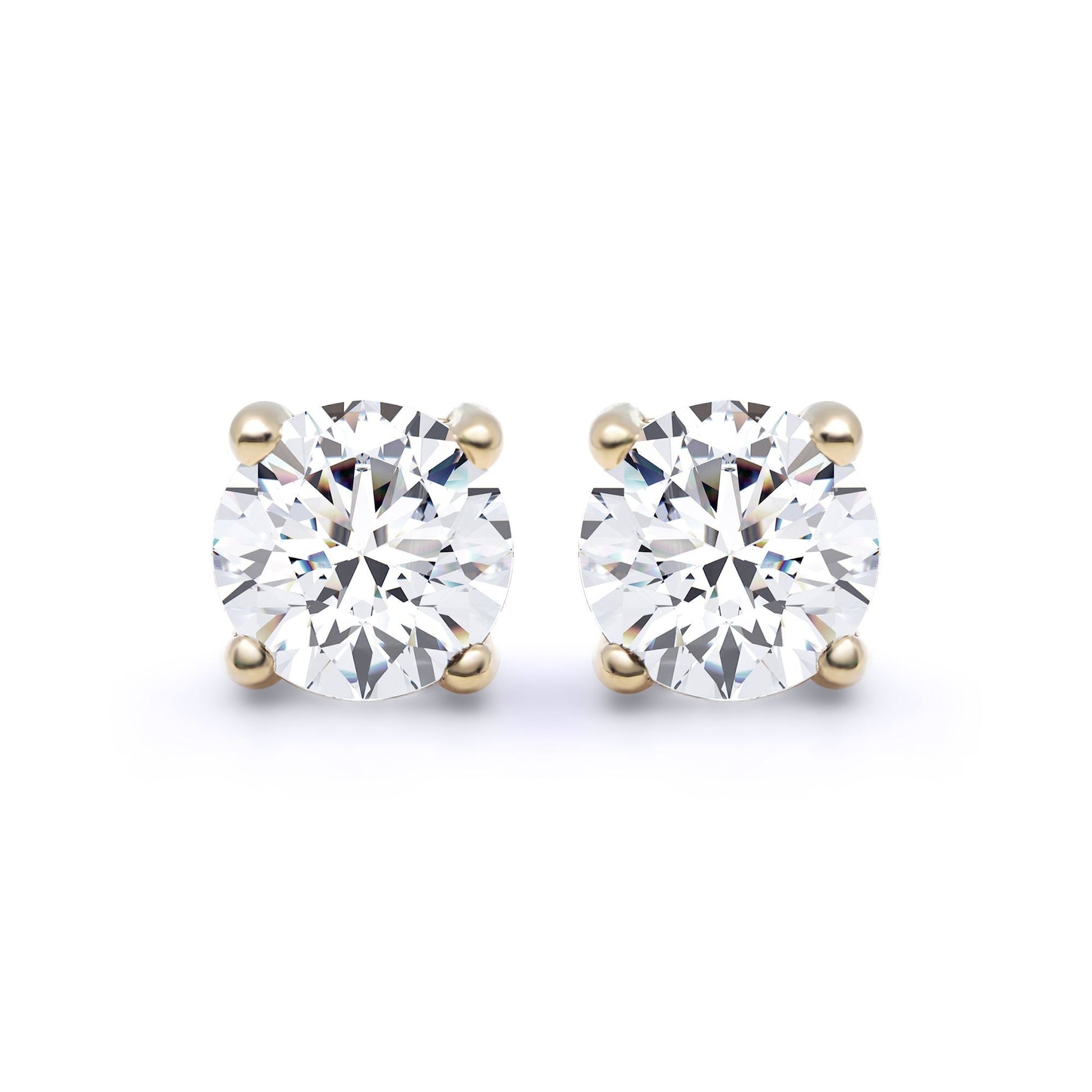 9ct Gold  D/VS Lab Created Diamond Solitaire Stud Earrings 2.00ct - LAB9E092-200