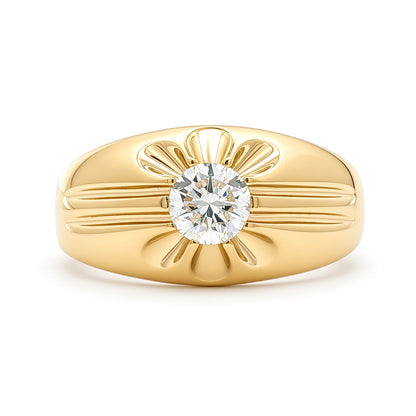 9ct Gold  LAB Created Diamond Solitaire Gypsy Ring 5mm 0.5CTS - LABJRN192-050