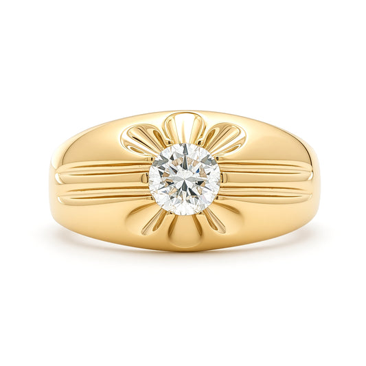 9ct Gold  LAB Created Diamond Solitaire Gypsy Ring 5mm 0.5CTS - LABJRN192-050