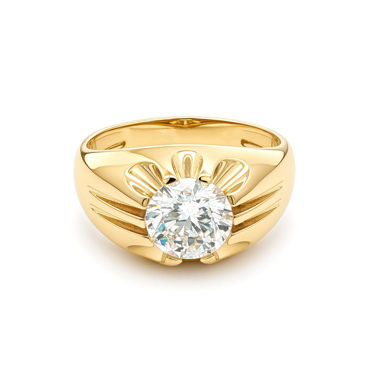 9ct Gold  LAB Created Diamond Solitaire Gypsy Ring 8mm 2CTS - LABJRN192-200
