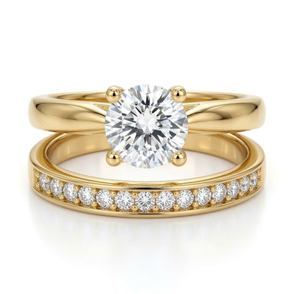9ct Gold  Lab Created Diamond Solitaire Travel Bridal Rings - LABJRN593+609
