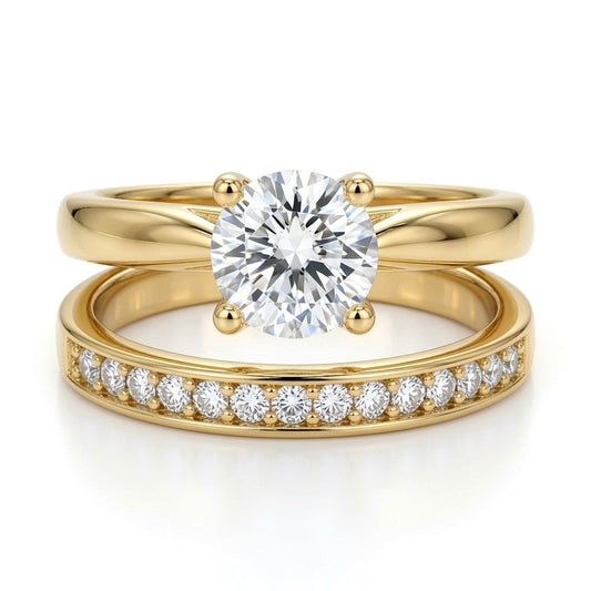 9ct Gold  Lab Created Diamond Solitaire Travel Bridal Rings - LABJRN593+609